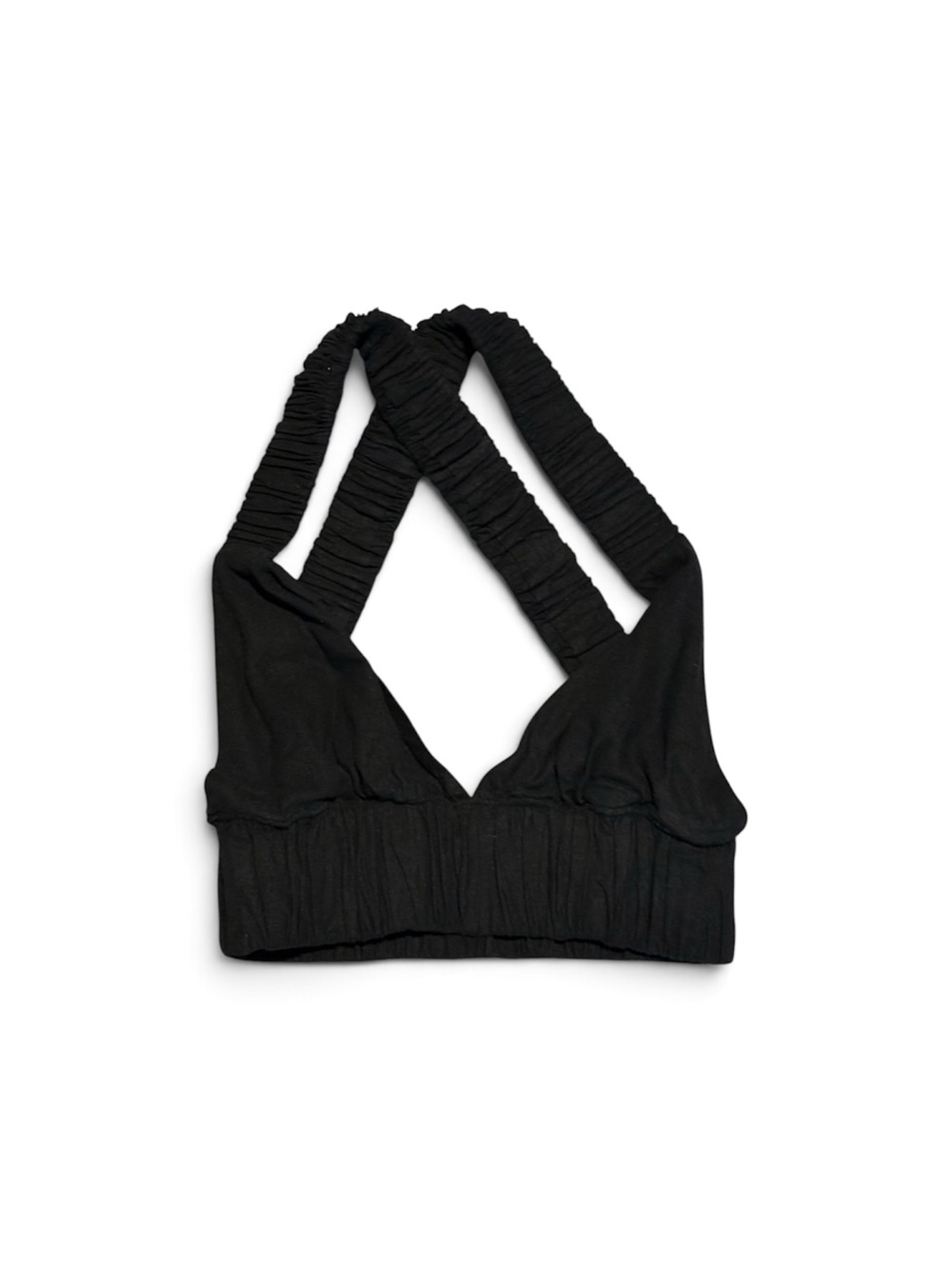 Abercrombie & fitch black scrunchie strap linen bralette size xs